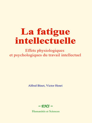cover image of La fatigue intellectuelle